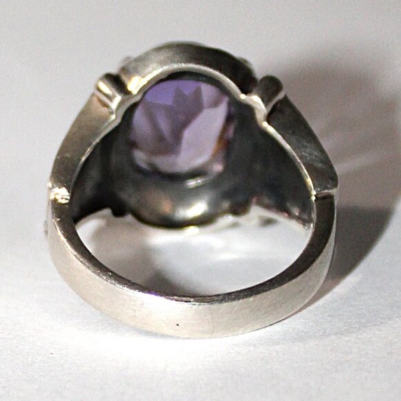 Sterling Silver Ornate Amethyst Ring - Picture 3 of 7
